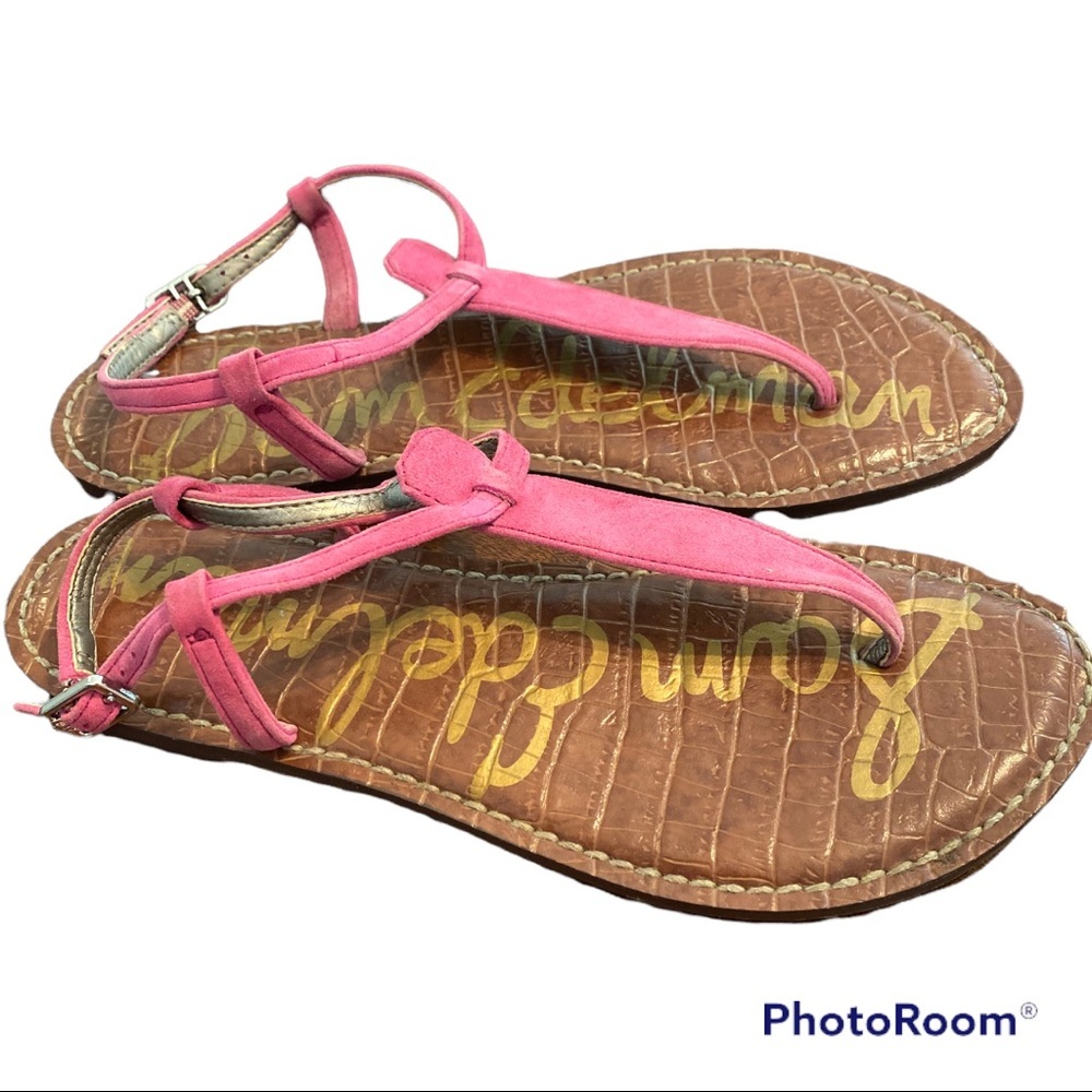 Sam Edelman Pink T-Strap Leather Sandals